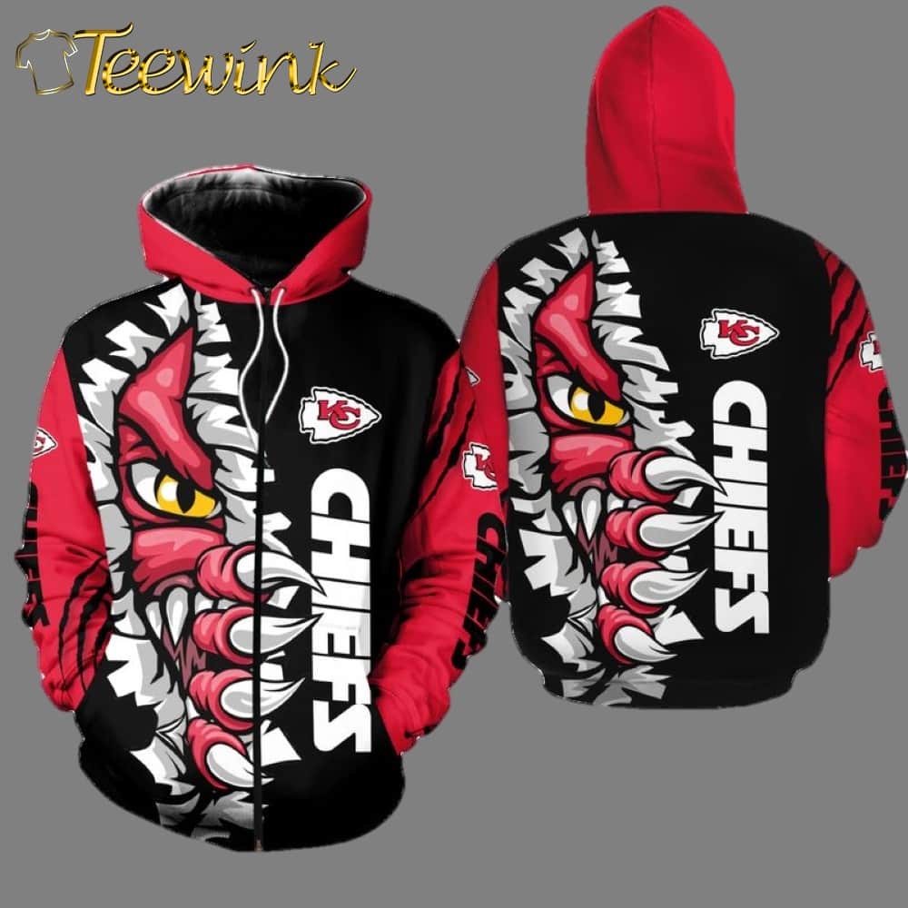 Kansas City Chiefs Halloween Monster 3D Hoodie image 2 Kansas City Chiefs Halloween Monster 3D Hoodie image 2