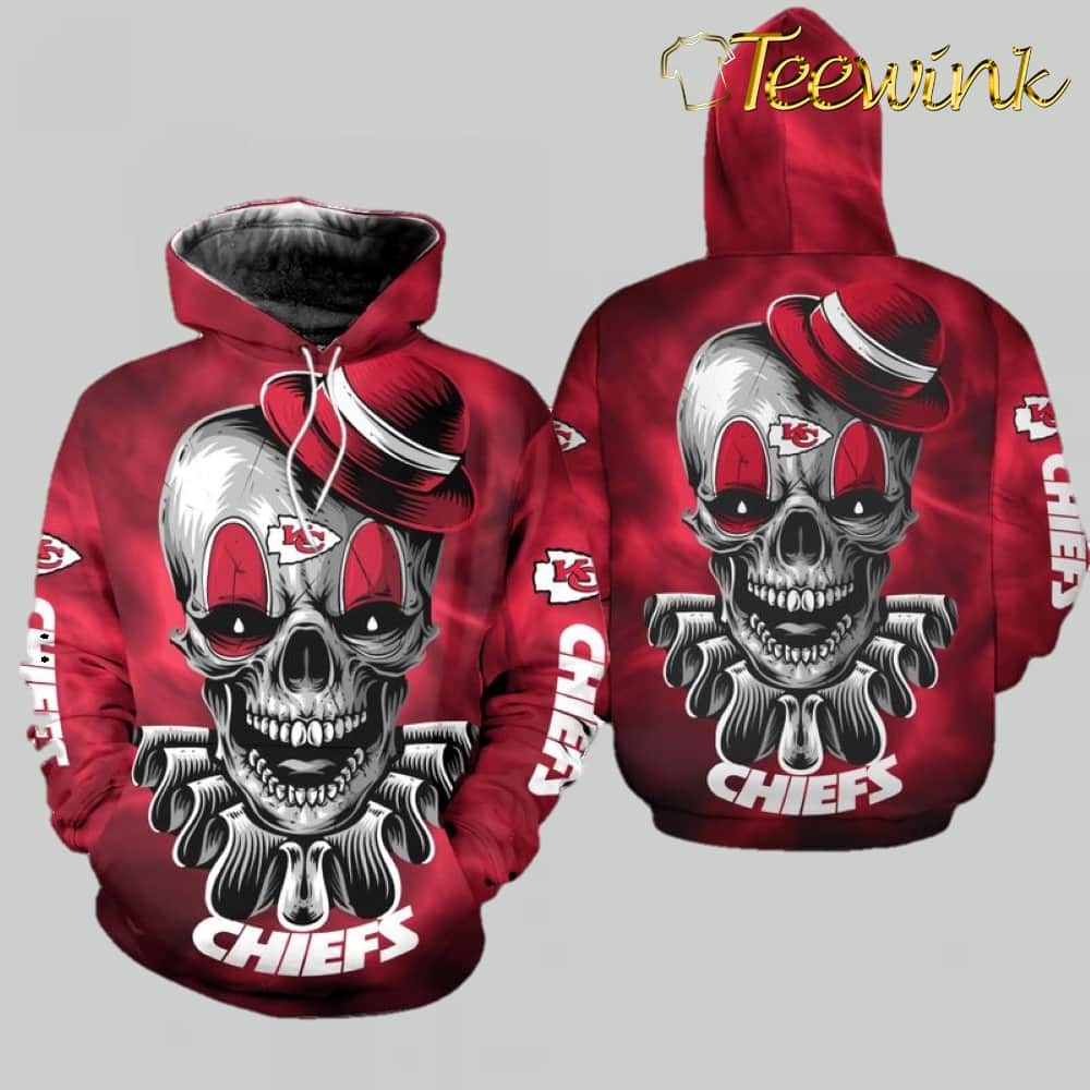 Kansas City Chiefs Halloween Skull Clown 3D Hoodie