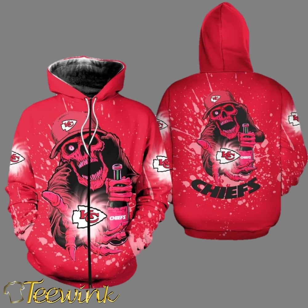 Kansas City Chiefs Halloween Skull Edition 3D Hoodie