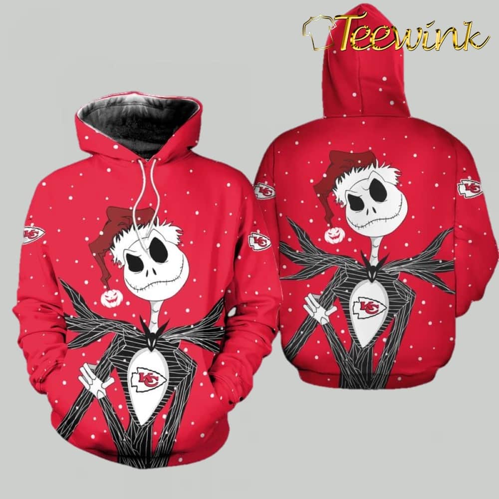 Kansas City Chiefs Jack Skellington Christmas Limited Edition 3D Hoodie image 2 Kansas City Chiefs Jack Skellington Christmas Limited Edition 3D Hoodie image 2