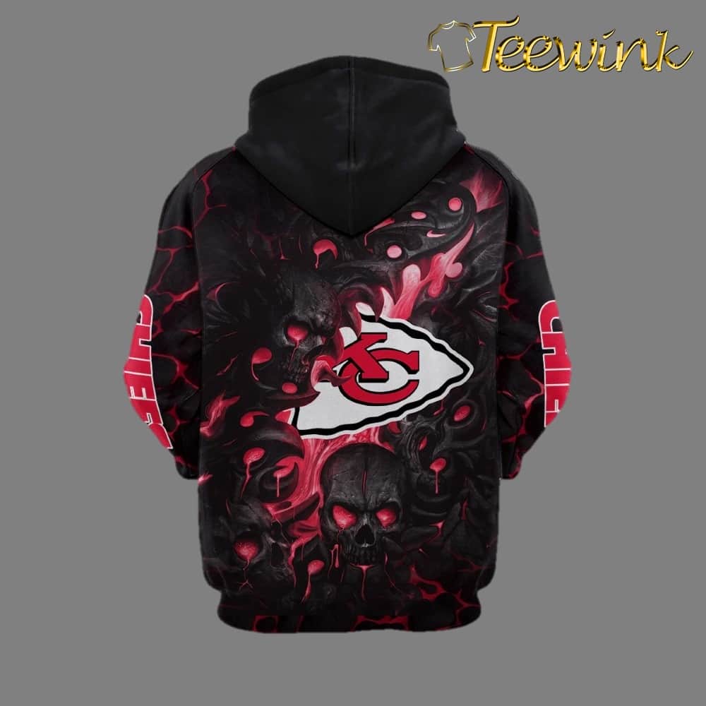 Kansas City Chiefs Lava Skull 3D Hoodie image 3 Kansas City Chiefs Lava Skull 3D Hoodie image 3