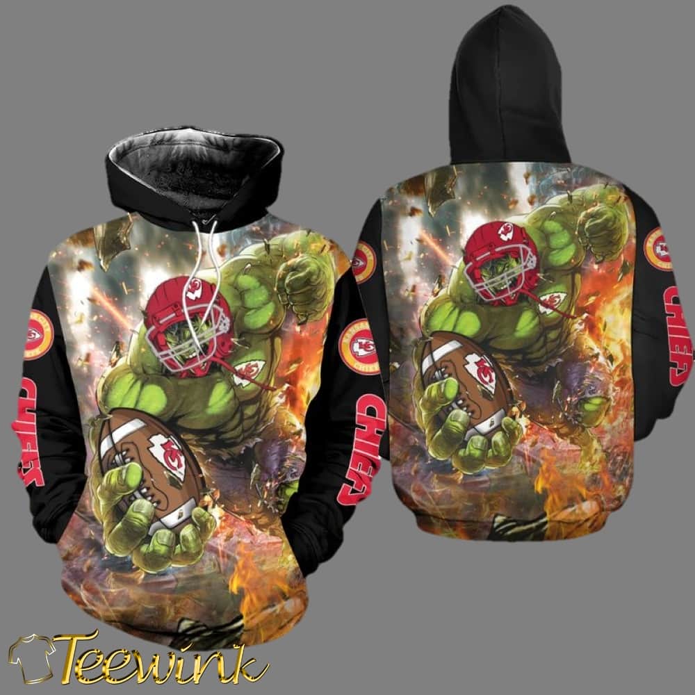 Kansas City Chiefs Limited Edition Amazing Hulk 3D Hoodie image 2 Kansas City Chiefs Limited Edition Amazing Hulk 3D Hoodie image 2