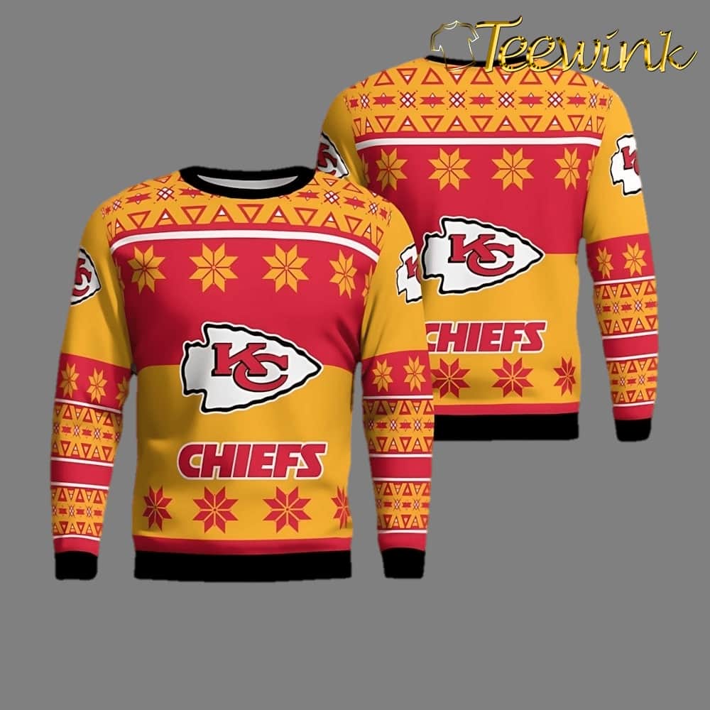 Kansas City Chiefs Logo Checkered Flannel Ugly Christmas Sweater
