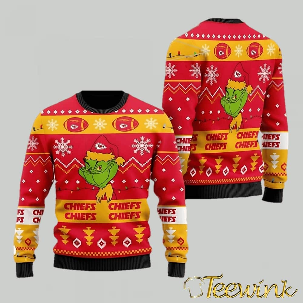 Kansas City Chiefs Logo Checkered Flannel Ugly Christmas Sweater