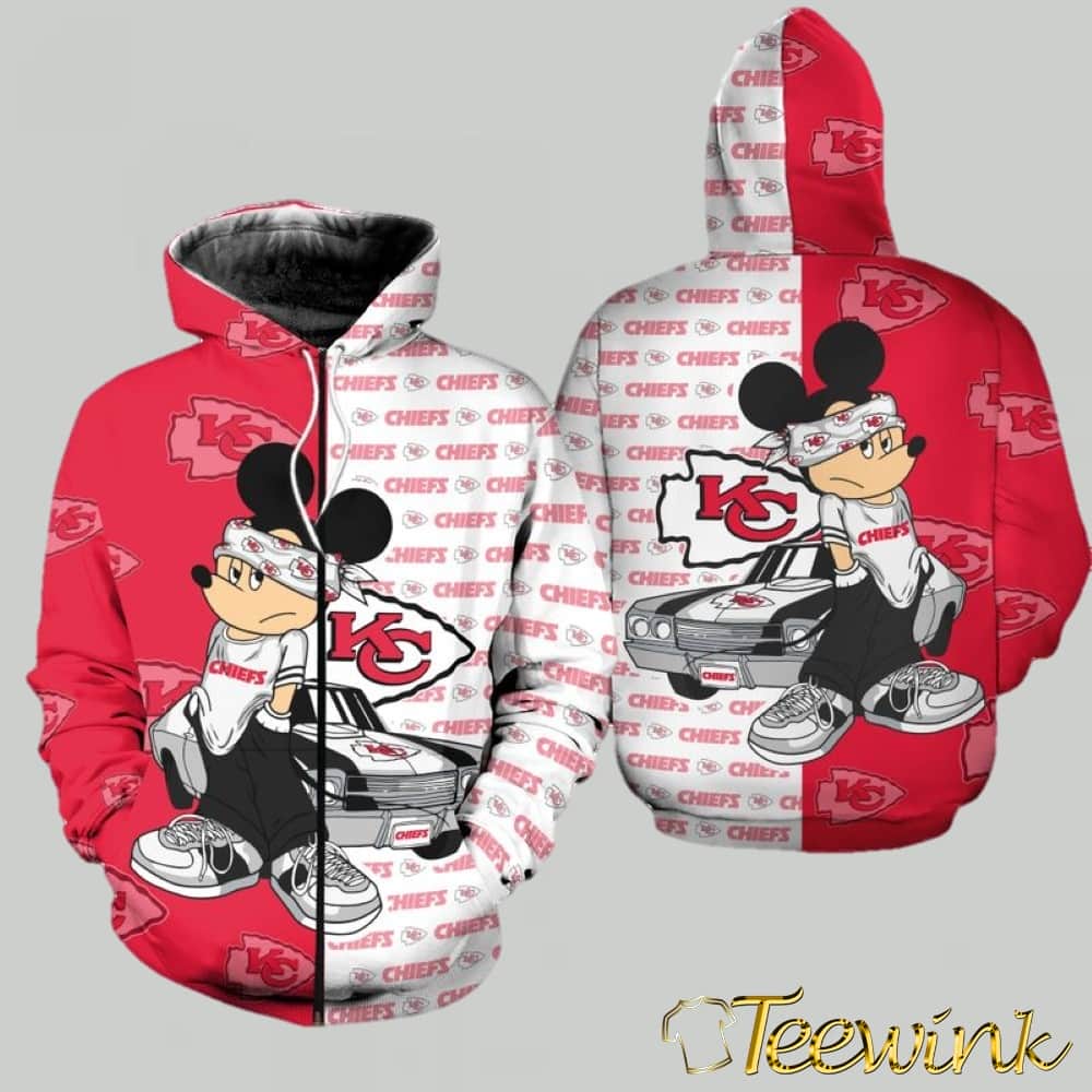 Kansas City Chiefs Mickey 3D Hoodie image 2 Kansas City Chiefs Mickey 3D Hoodie image 2