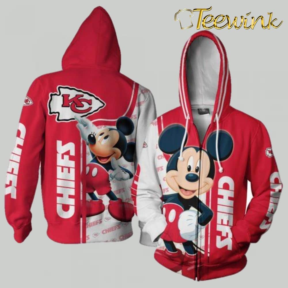 Kansas City Chiefs Mickey Disney 3D Hoodie image 2 Kansas City Chiefs Mickey Disney 3D Hoodie image 2