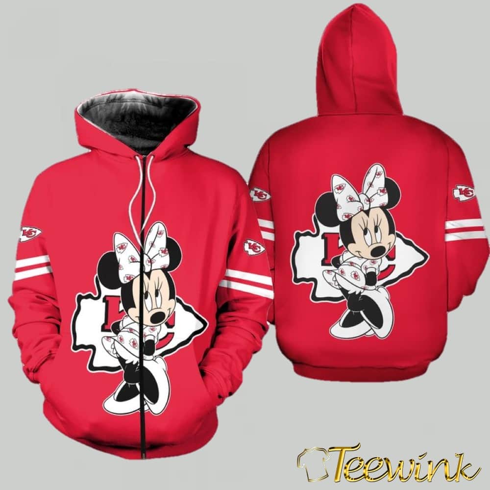Kansas City Chiefs Minnie Mouse 3D Hoodie image 2 Kansas City Chiefs Minnie Mouse 3D Hoodie image 2