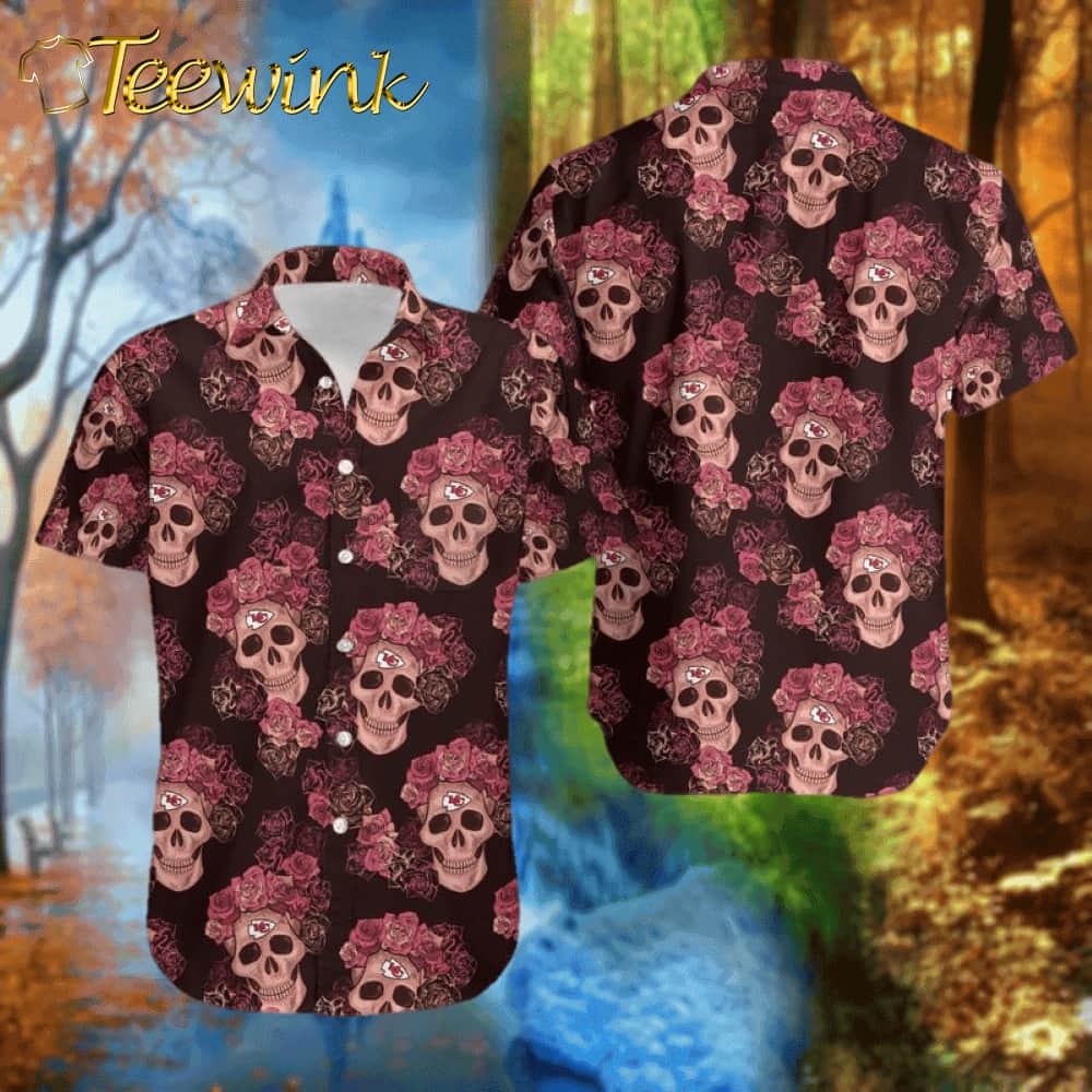 Kansas City Chiefs Mystery Skull And Flower Hawaiian Shirt and Shorts Summer NLA005510