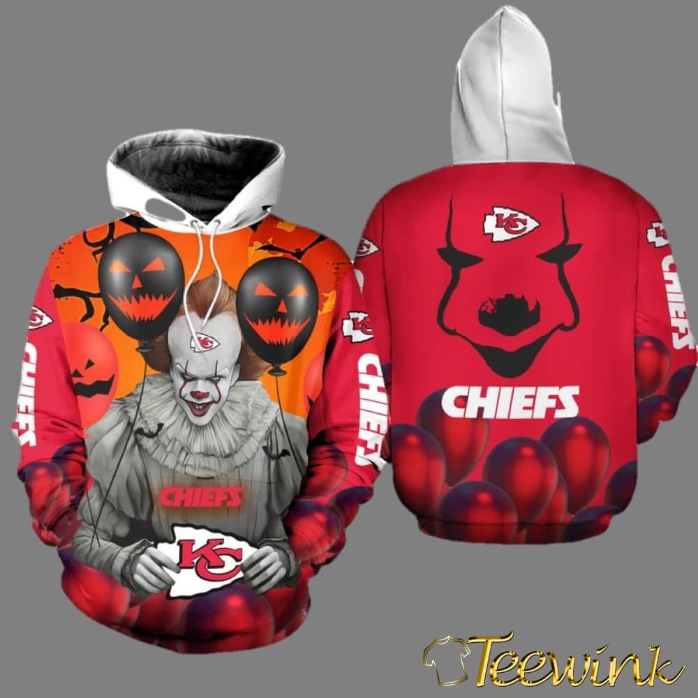Kansas City Chiefs Pennywise the Dancing Clown IT Halloween 3D Hoodie