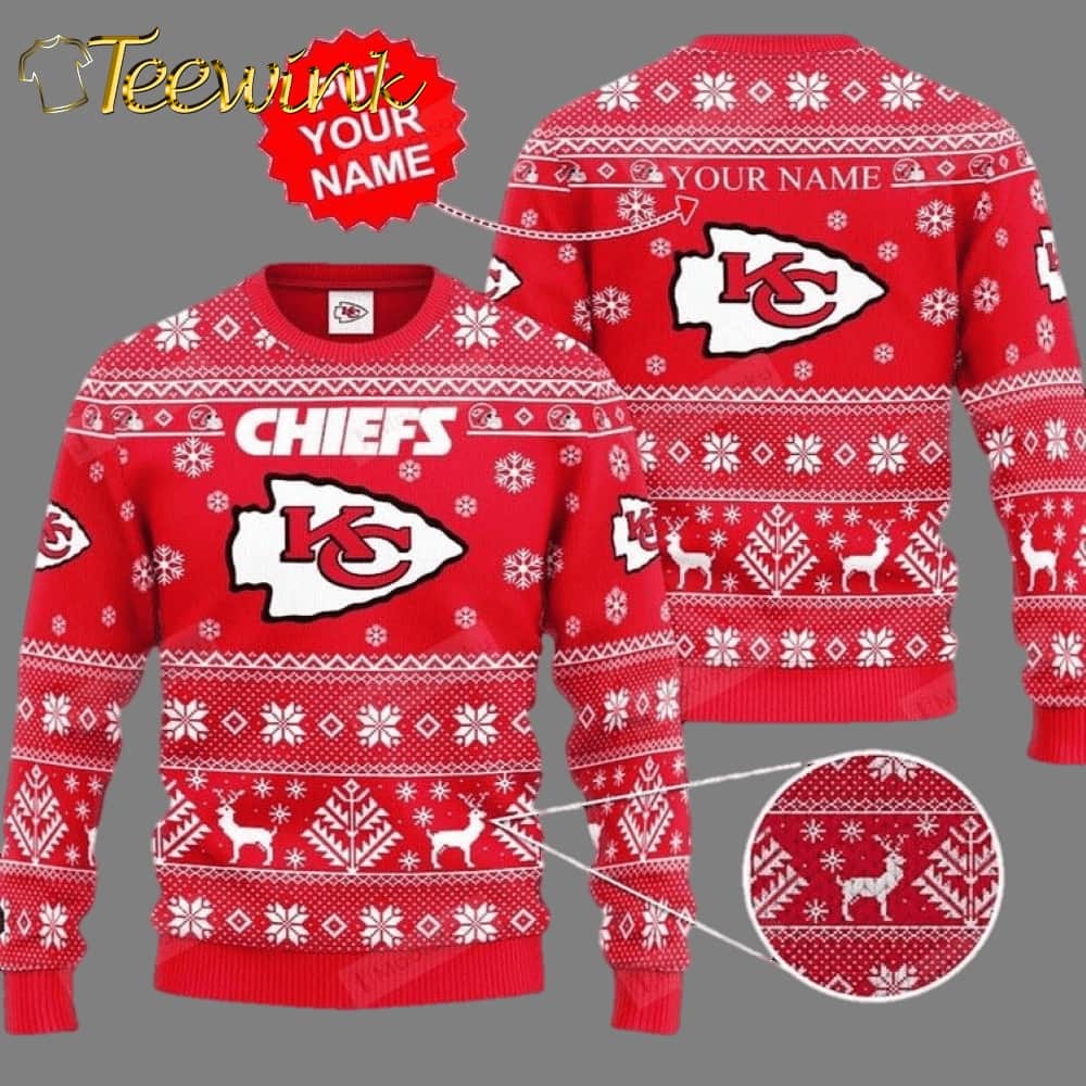 Kansas City Chiefs Personalized Reindee Ugly Christmas Sweater Kansas City Chiefs Personalized Reindee Ugly Christmas Sweater