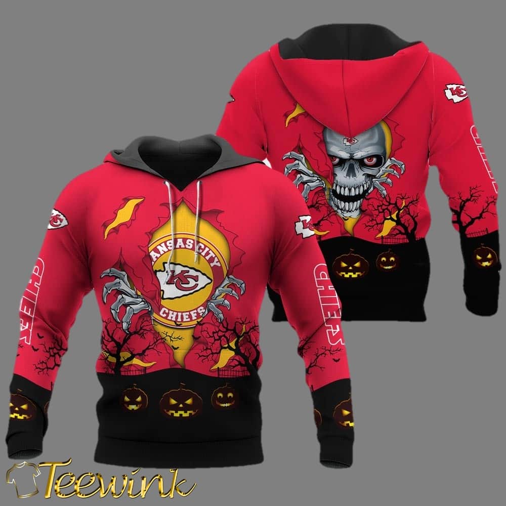 Kansas City Chiefs Pumpkin Monster Halloween Edition 3D Hoodie Kansas City Chiefs Pumpkin Monster Halloween Edition 3D Hoodie