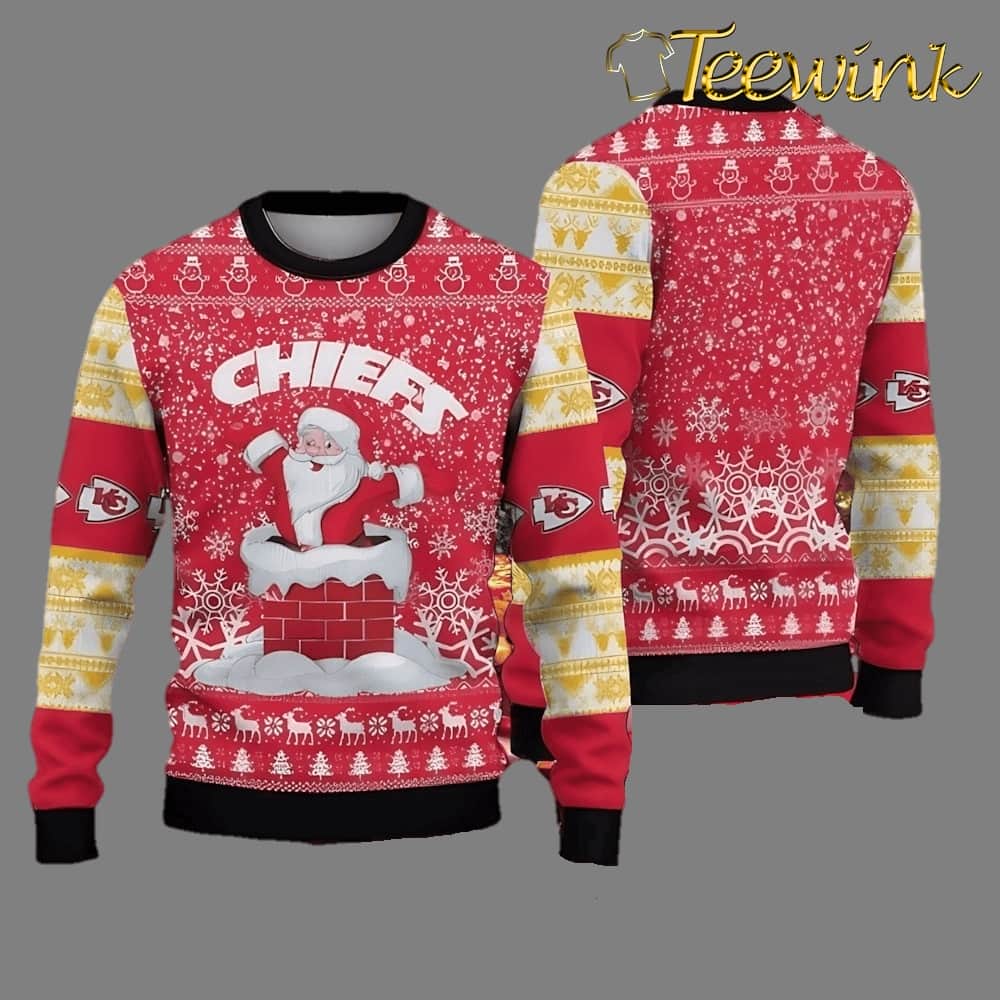 Kansas City Chiefs Santa Chimney Ugly Christmas Sweater