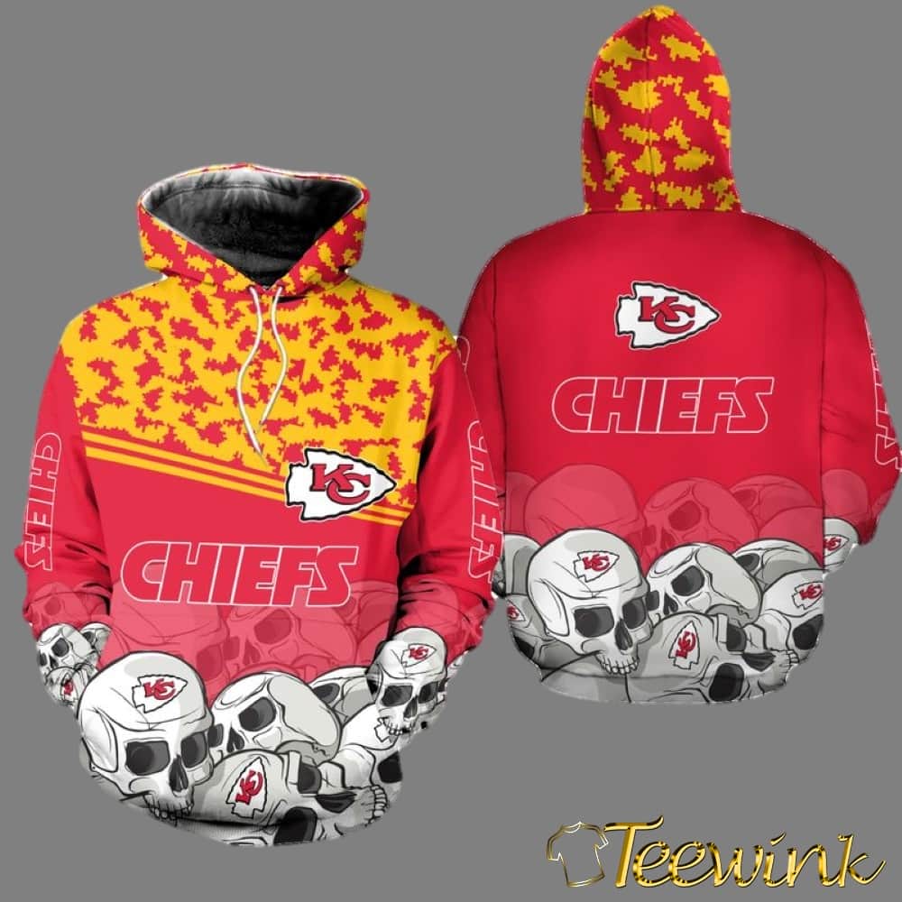 Kansas City Chiefs Skull 3D Hoodie image 2 Kansas City Chiefs Skull 3D Hoodie image 2
