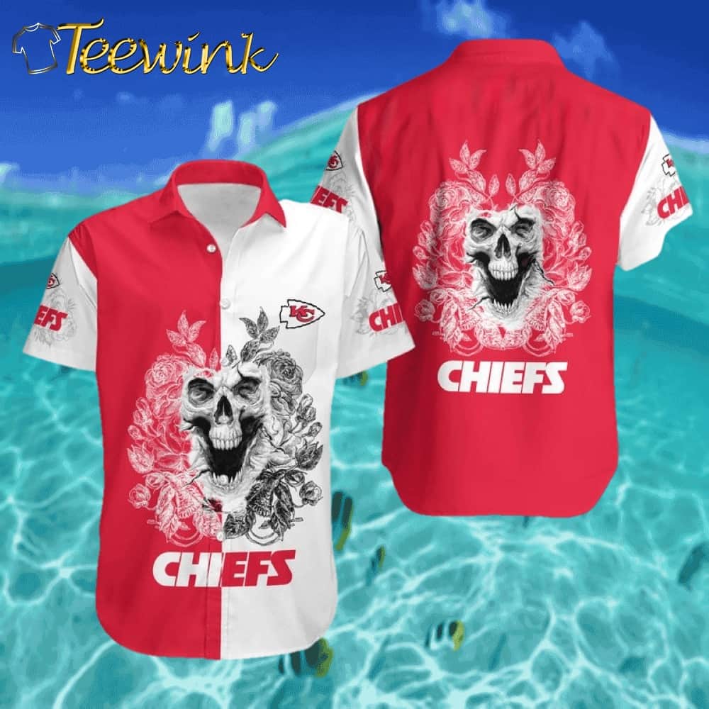 Kansas City Chiefs Skull All Over Print Hawaii Shirt Unisex Size NLA000810