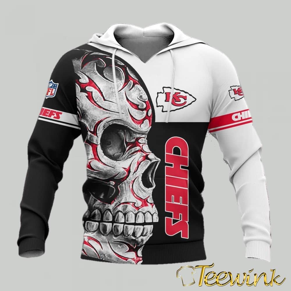 Kansas City Chiefs Skull Halloween 3D Hoodie