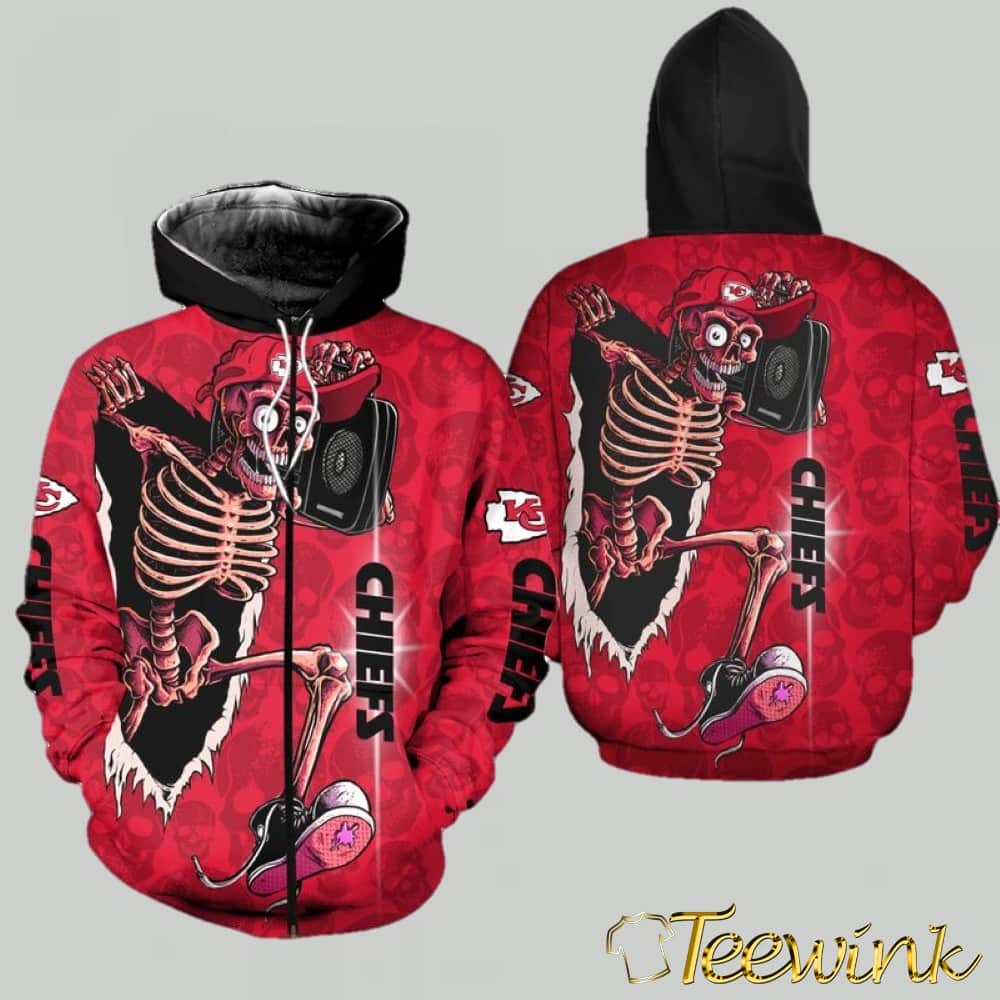 Kansas City Chiefs Skull Halloween Classic 3D Hoodie Kansas City Chiefs Skull Halloween Classic 3D Hoodie