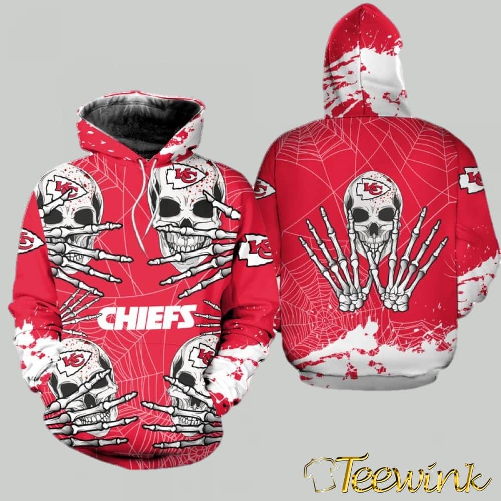 Kansas City Chiefs Skull Halloween Classic 3D Hoodie image 2 Kansas City Chiefs Skull Halloween Classic 3D Hoodie image 2