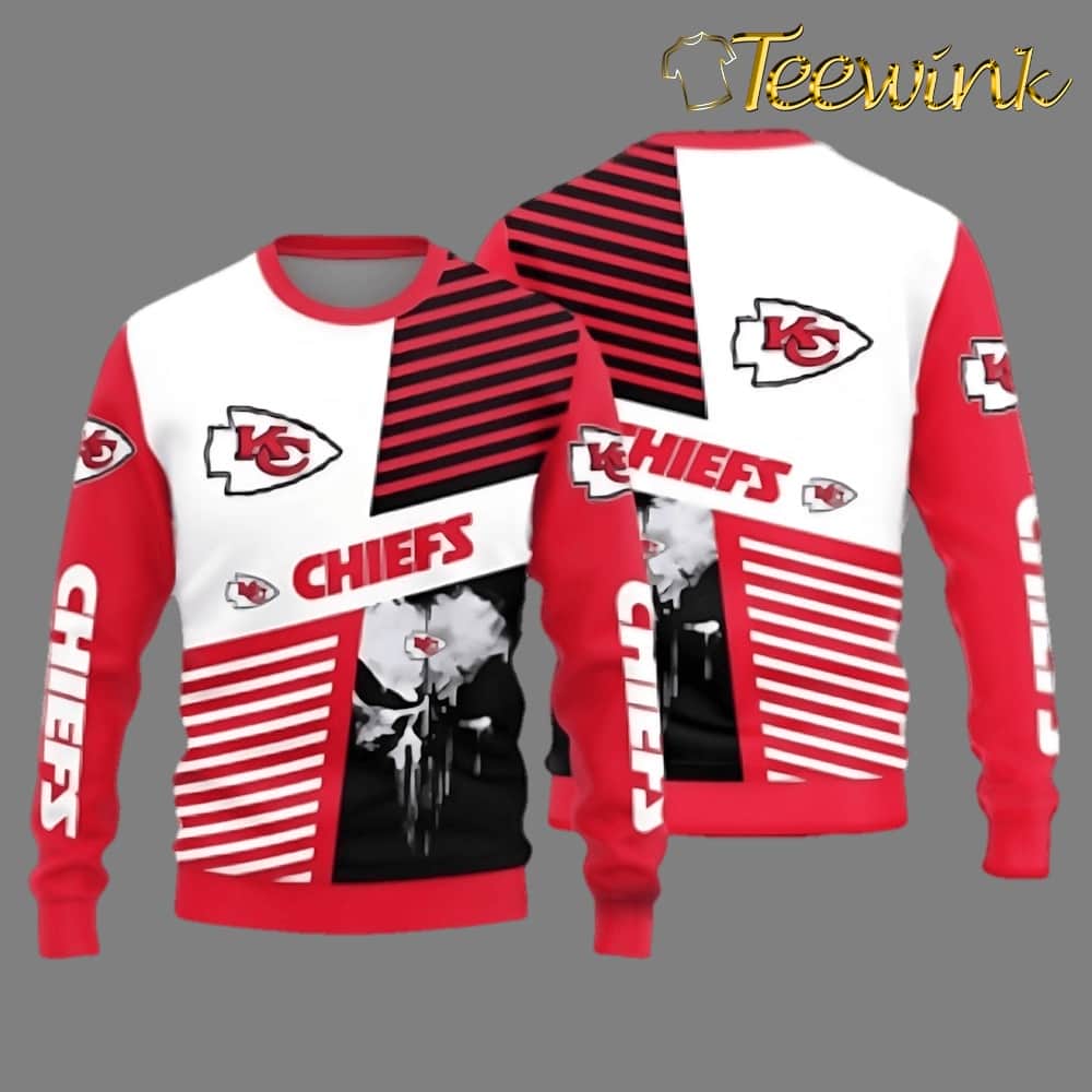Kansas City Chiefs Skull Pattern Ugly Christmas Sweater