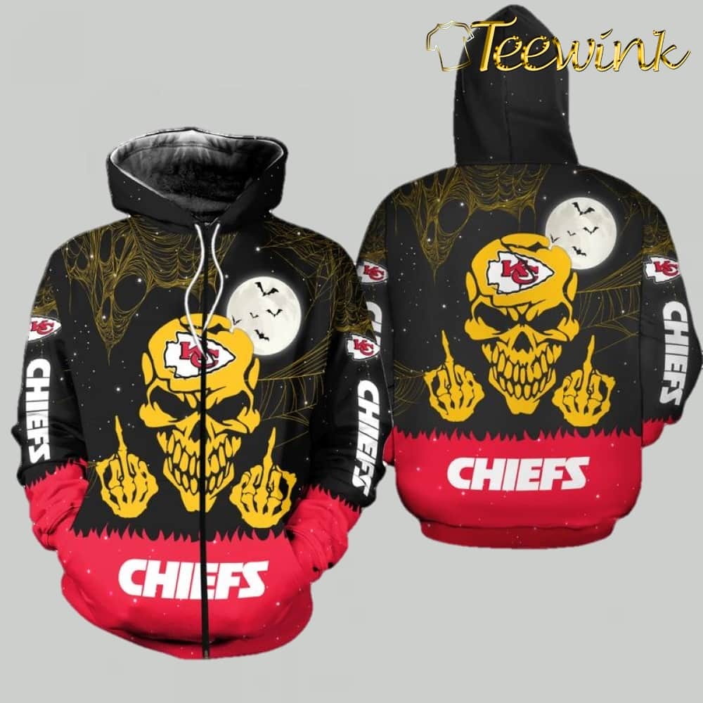 Kansas City Chiefs Skull Pumpkin Halloween 3D Hoodie