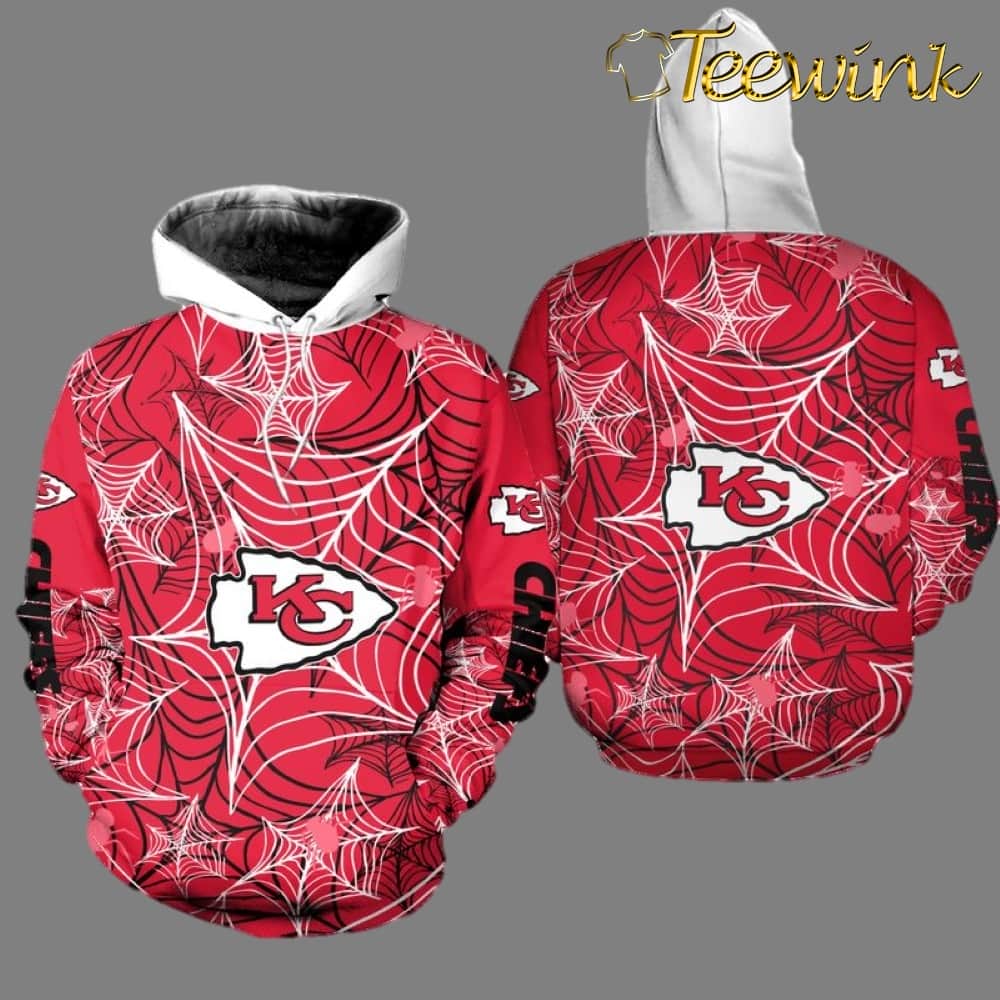 Kansas City Chiefs Spiderweb Halloween 3D Hoodie image 2 Kansas City Chiefs Spiderweb Halloween 3D Hoodie image 2