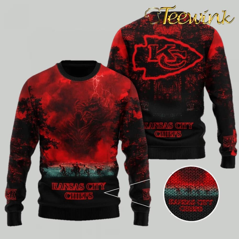 Kansas City Chiefs Snowy Stadium Nights Ugly Christmas Sweater Kansas City Chiefs Snowy Stadium Nights Ugly Christmas Sweater