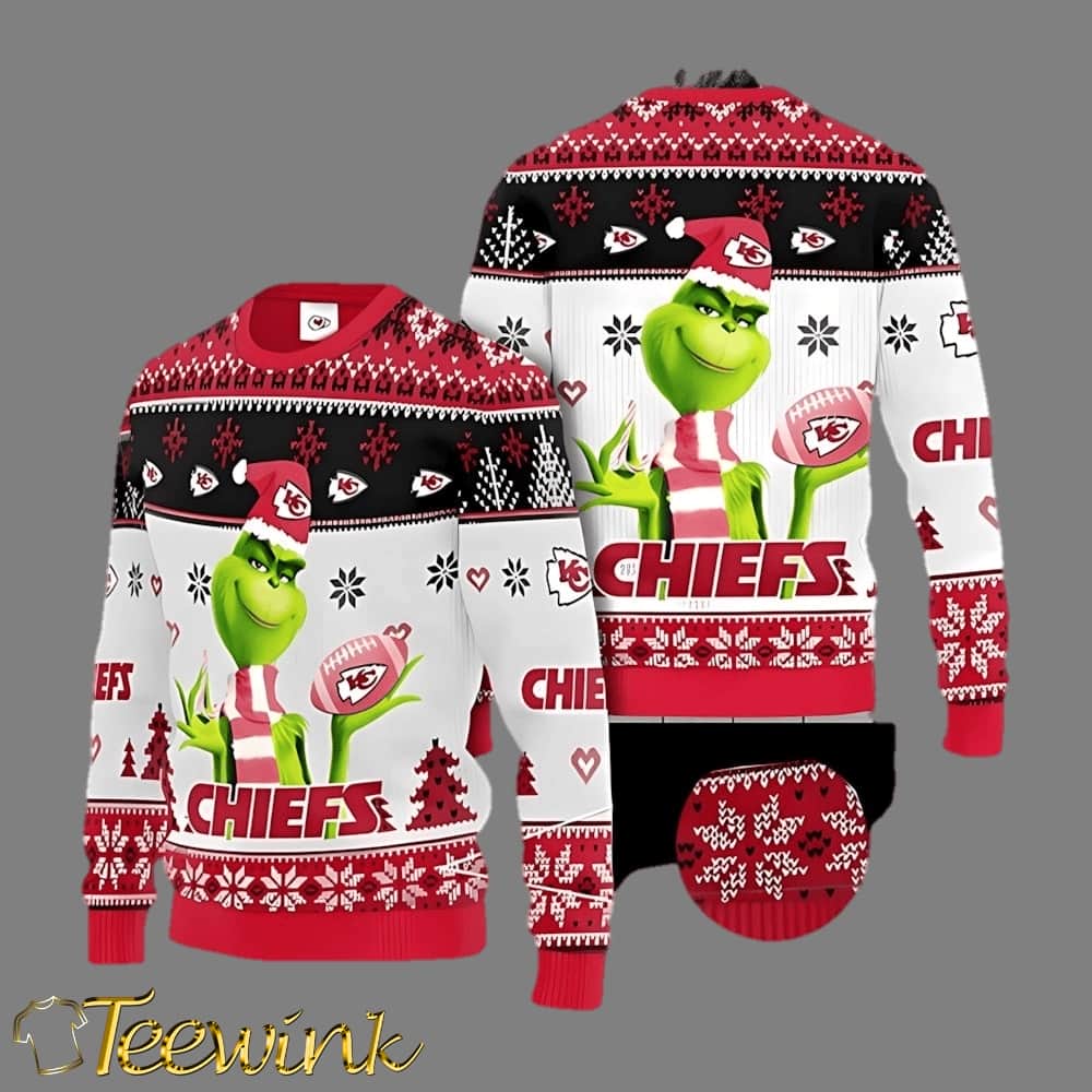 Kansas City Chiefs Symbol Wearing Santa Claus Hat Ho Ho Ho Personalized Ugly Christmas Sweater