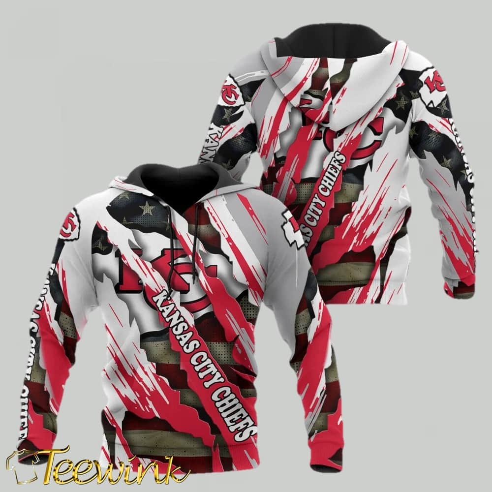 Kansas City Chiefs Undead and Gun Red and Black 3D Hoodie Kansas City Chiefs Undead and Gun Red and Black 3D Hoodie