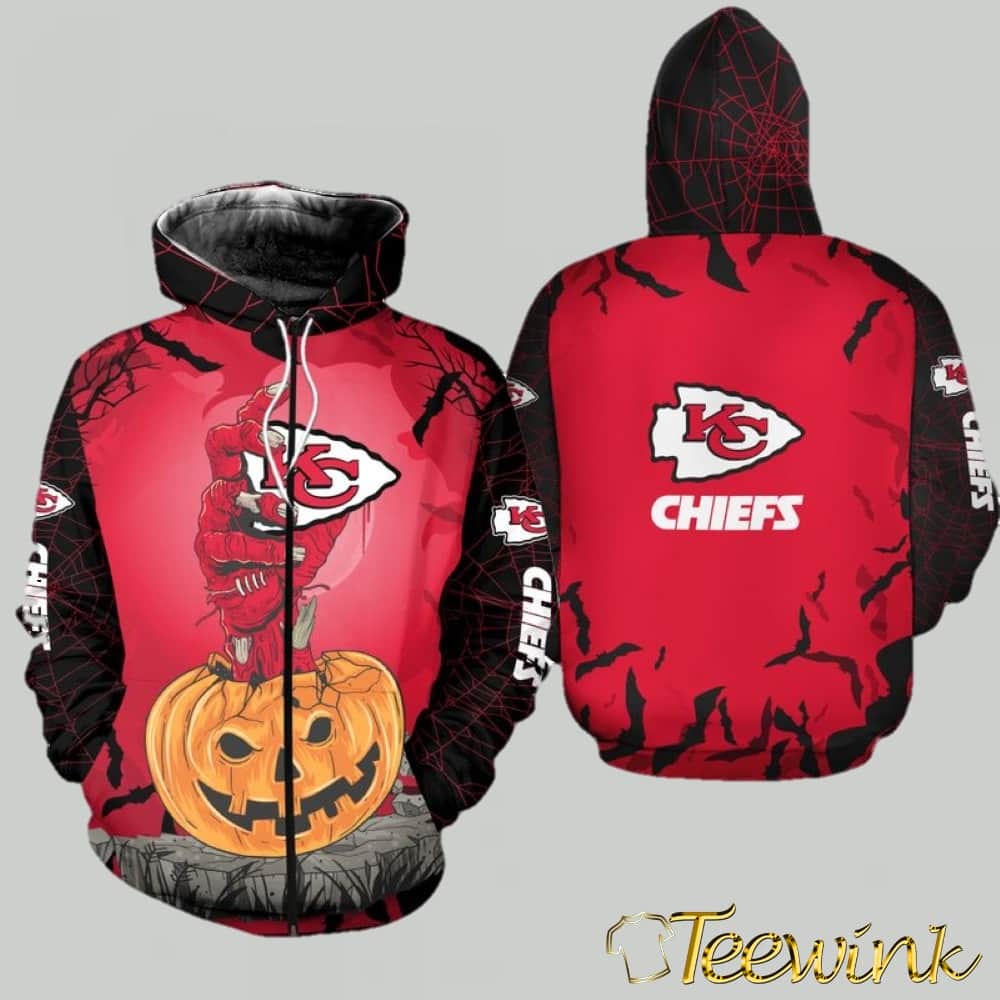 Kansas City Chiefs Zombies Hand Halloween 3D Hoodie