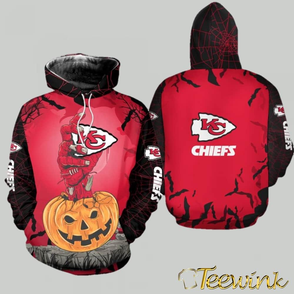 Kansas City Chiefs Zombies Hand Halloween 3D Hoodie image 2 Kansas City Chiefs Zombies Hand Halloween 3D Hoodie image 2