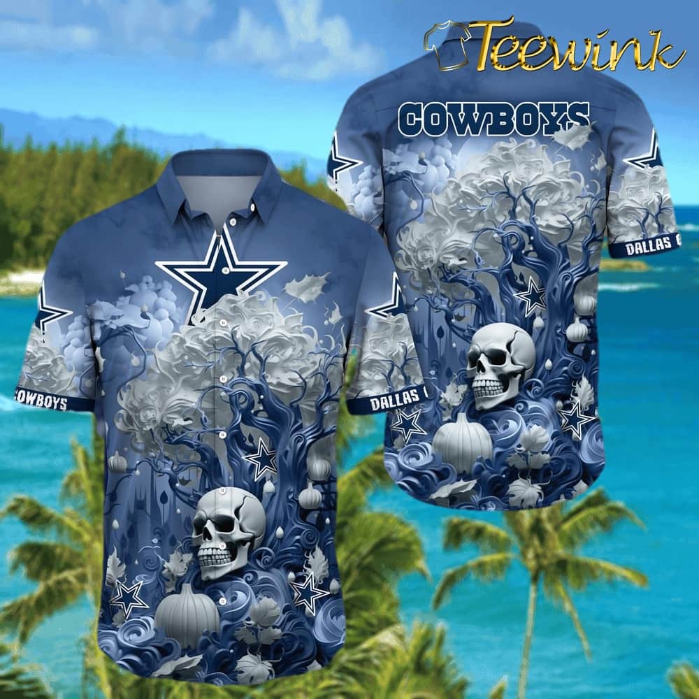 NFL Dallas Cowboys Halloween Skull Pumpkin Hawaiian Shirt