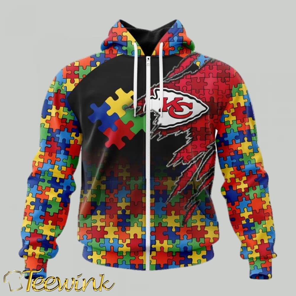 NFL Kansas City Chiefs Autism Awareness 3D Hoodie
