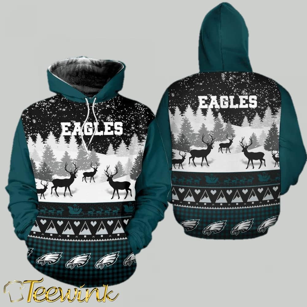 NFL Philadelphia Eagles Reindeer Merry Christmas 3D Hoodie Shirt NFL Philadelphia Eagles Reindeer Merry Christmas 3D Hoodie Shirt