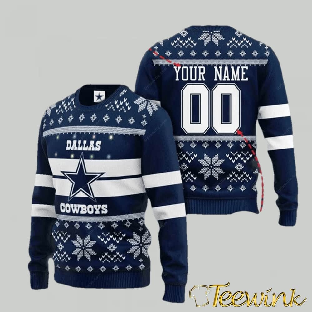 Dallas Cowboys Wreath Light Up Ugly Christmas Sweater Dallas Cowboys Wreath Light Up Ugly Christmas Sweater