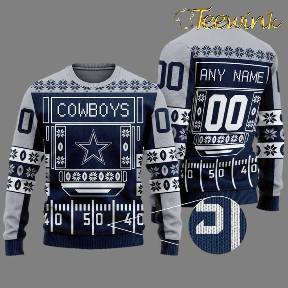 Personalized Dallas Cowboys Christmas Light Ugly Sweater
