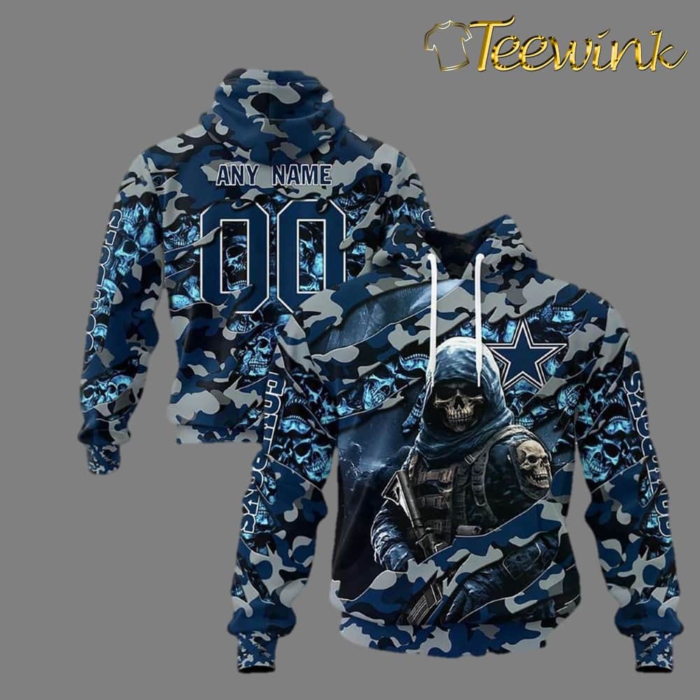 Personalized Dallas Cowboys US Soldier Skull Halloween 3D Hoodie NFL Shirt