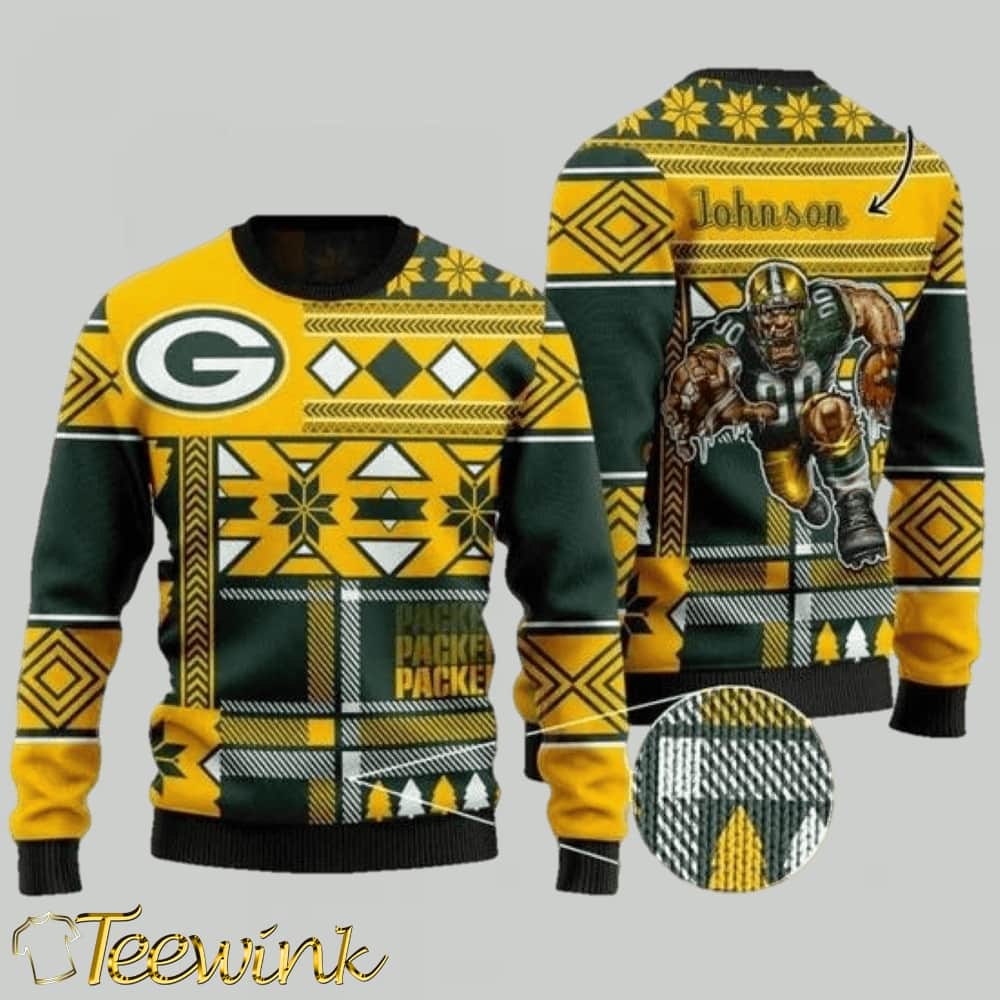 Personalized Green Bay Packers Ugly Christmas Sweater, NFL Christmas Sweater