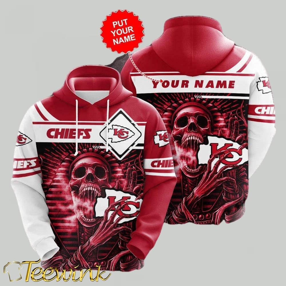 Personalized Kansas City Chiefs Skull Armor Fan 3D Hoodie