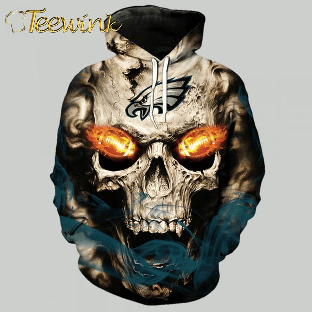 Philadelphia Eagles Neon Glowing Fiery Eagles Football Eyes 3D Hoodie All Over Print Shirt