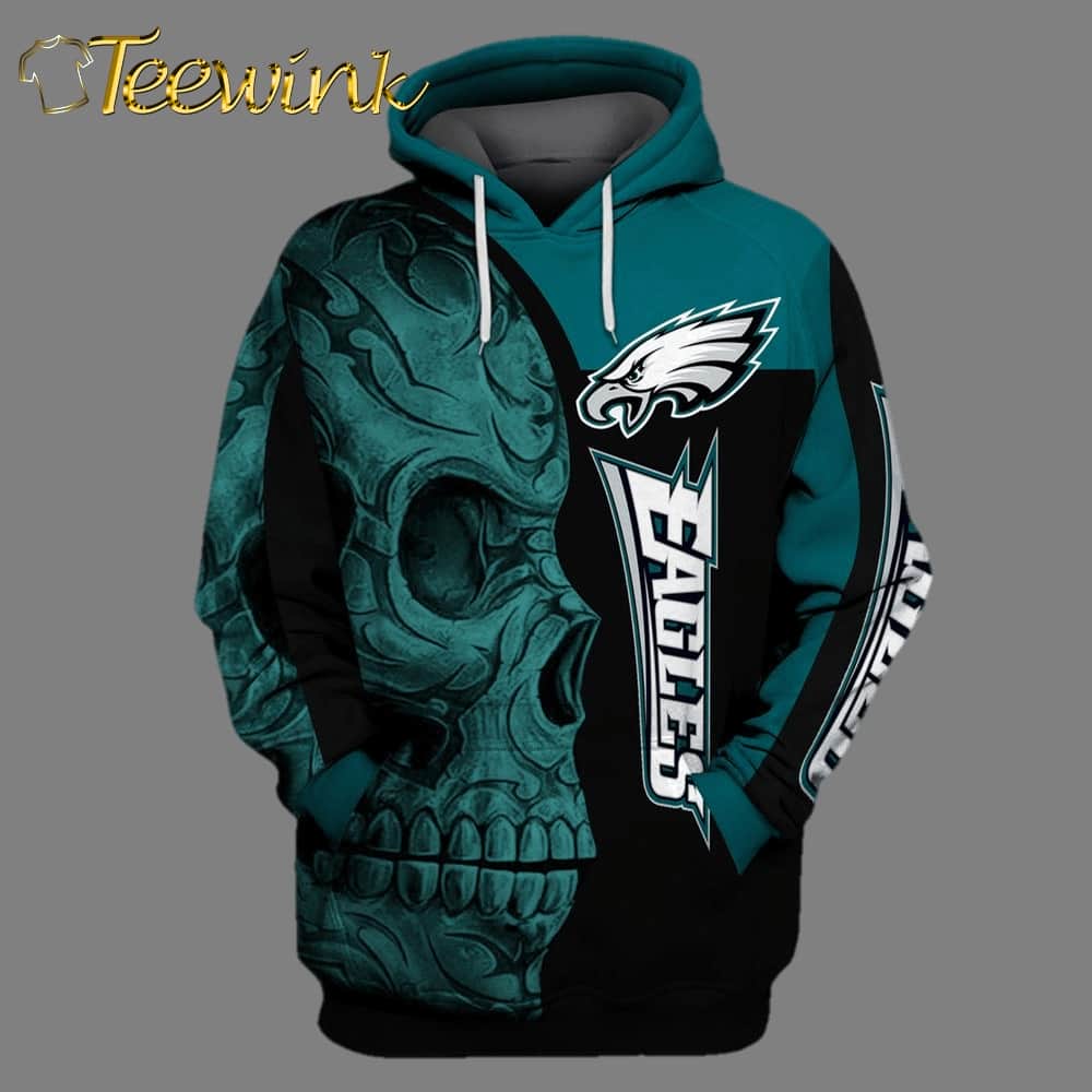 Philadelphia Eagles Neon Green Eagles Tribal Skull 3D Hoodie All Over Print Shirt