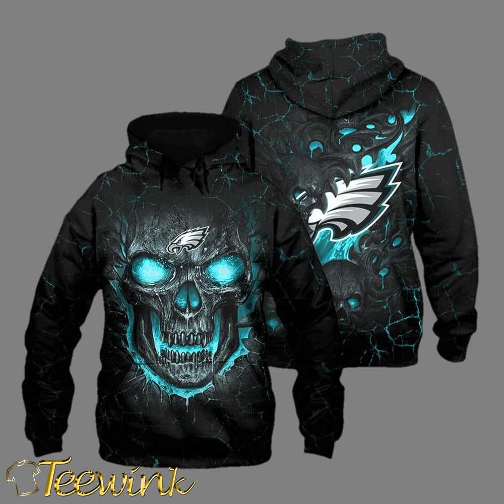 Philadelphia Eagles Skull Have Green Eyes 3D Hoodie All Over Print Shirt