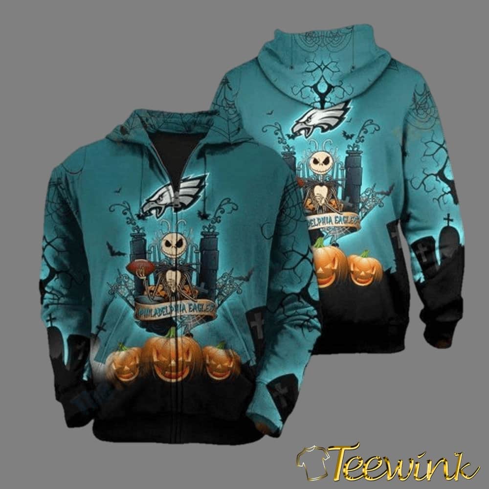 Philadelphia Eagles The Nightmare Before Christmas Jack Skellington 3D Hoodie