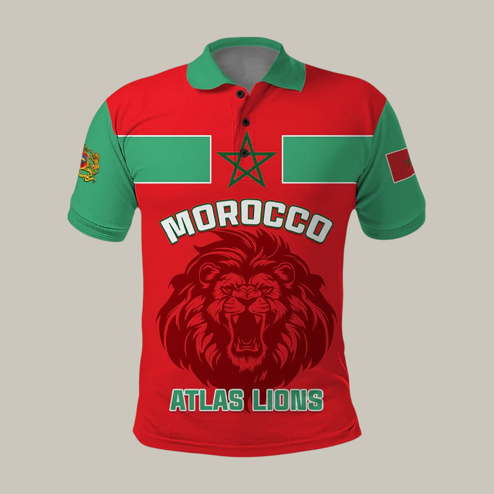 2026 FIFA World Cup Morocco Atlas Lions Polo Shirt Game Day Shirt Soccer Lover Present Idea