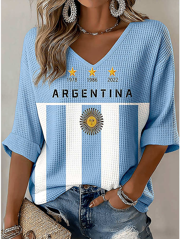 Argentina 2026 World Cup V-Neck Long Sleeve Shirt FIFA World Cup Attire Fan Apparel