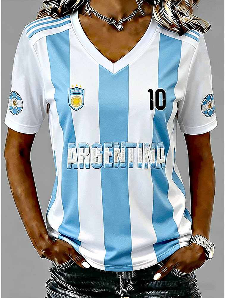 Argentina World Cup 2026 V-Neck Shirt Soccer Teams Clothing Sports Lovers Attire
