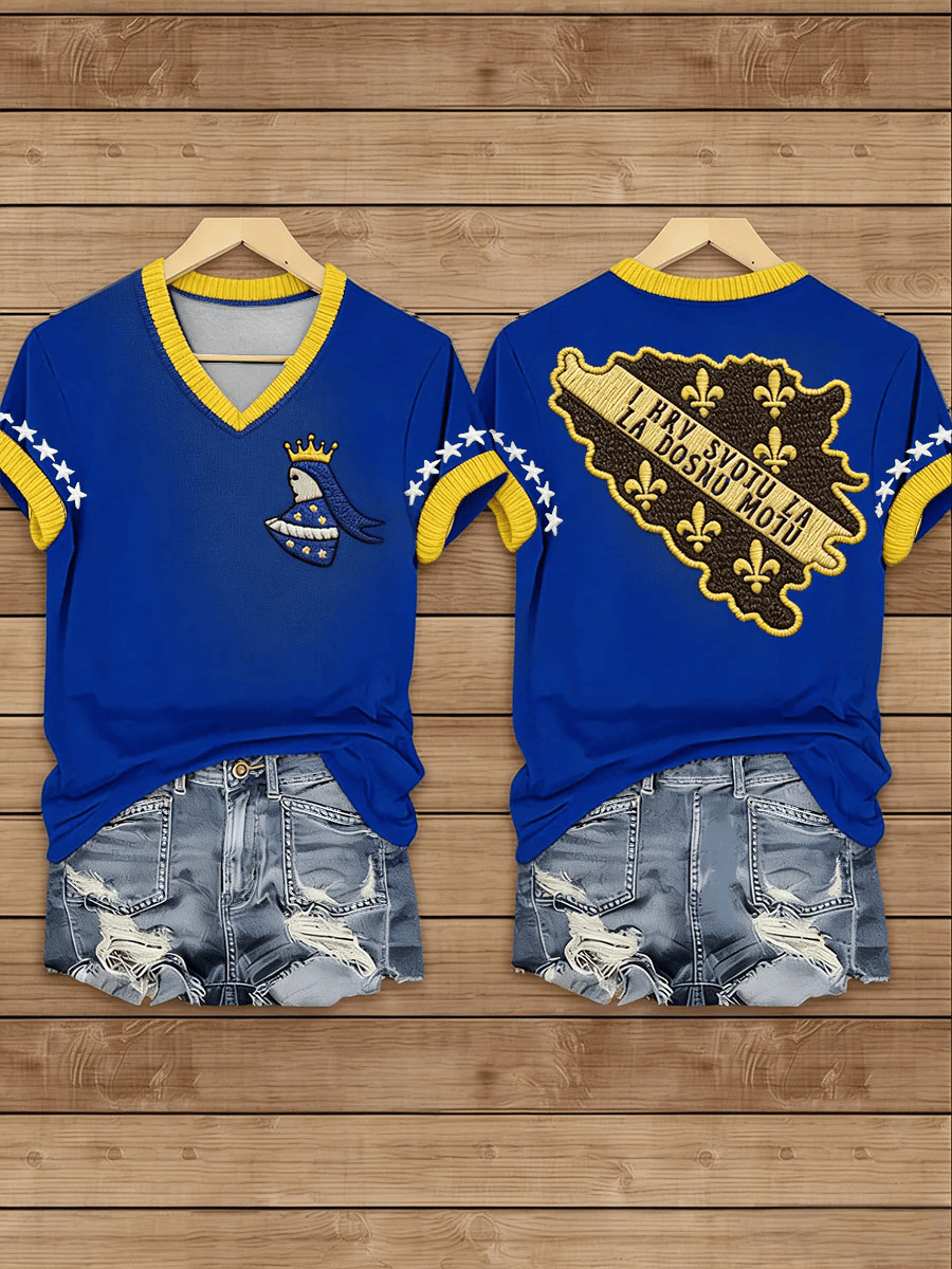 Bosnia And Herzegovina National Football V-Neck Shirt World Cup 2026 Merch Soccer Fan Gifts