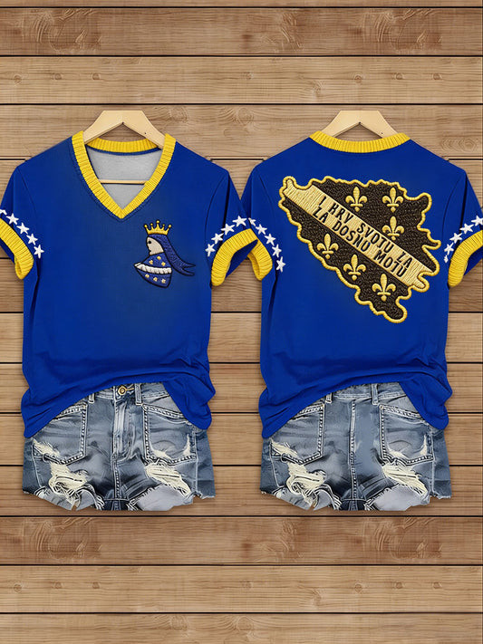 Bosnia Herzegovina World Cup V-Neck Shirt Bosnia World Cup 2026 Merch Soccer Players Gifts