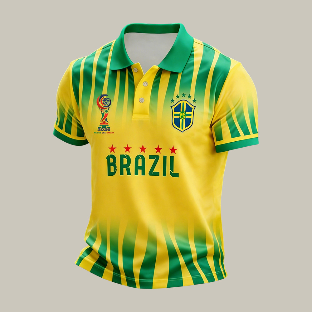Brazil 2026 FIFA World Cup Polo Shirt Game Day Shirt Soccer Lover For Father's Day