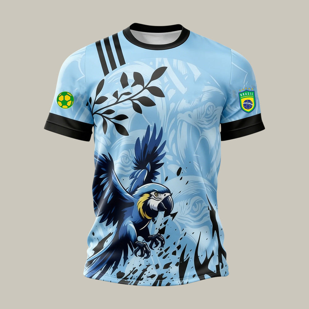 Brazil Soccer Blue Macaw Fan T-Shirt FIFA World Cup 2026 Merch Soccer Lover For Dad