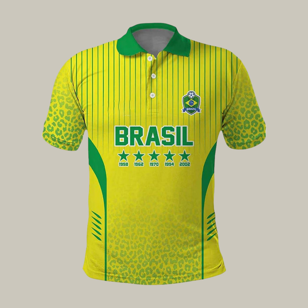 Brazil Soccer Pattern Polo Shirt FIFA World Cup 2026 Clothes For Father