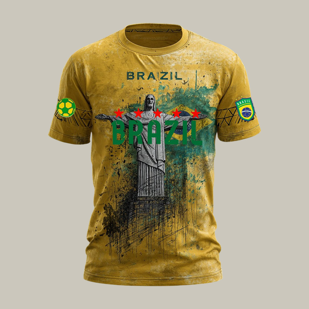 Christ The Redeemer Team Brazil Soccer T-Shirt FIFA World Cup 2026 Clothes Unique For Father